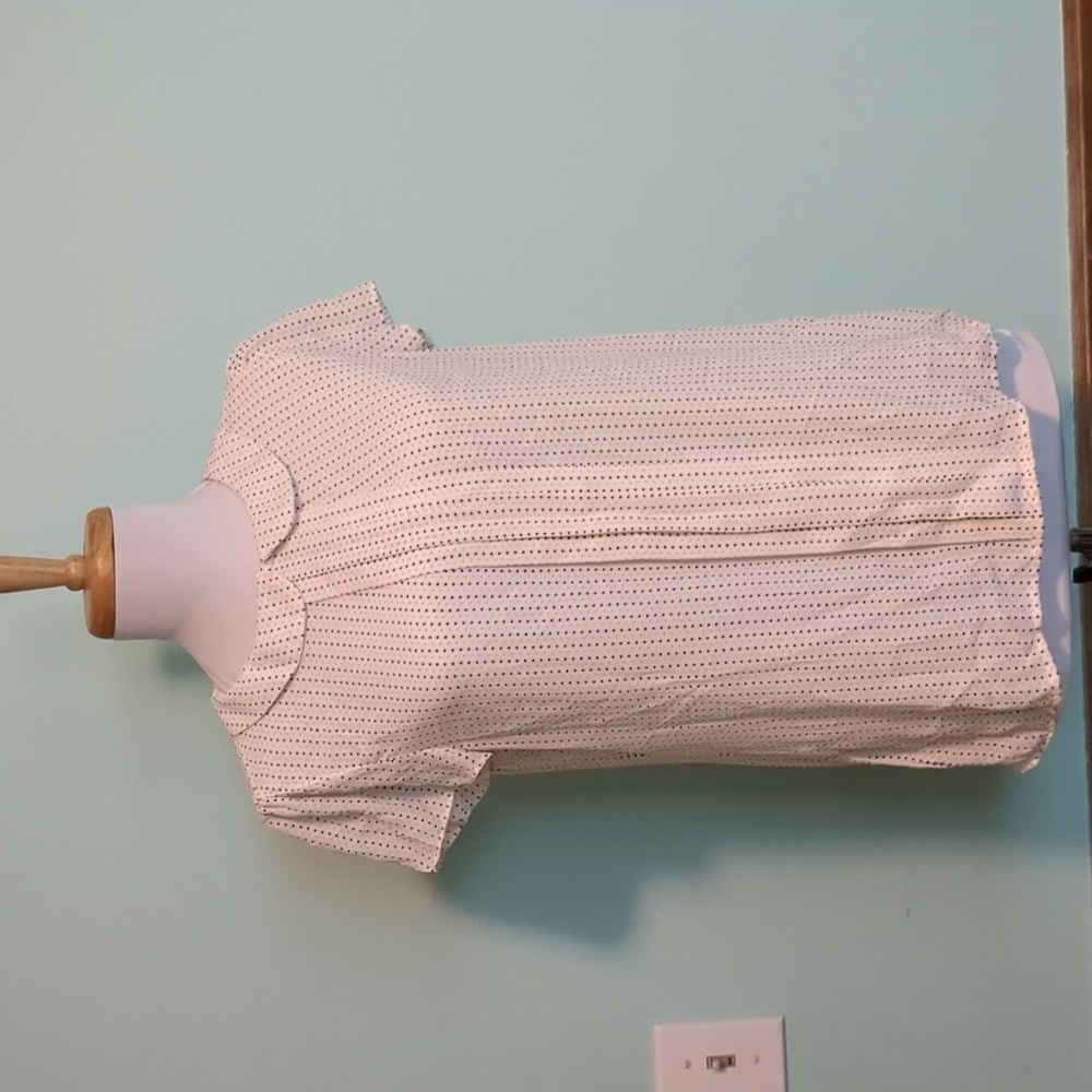 Loft white polka dot Blouse with Peter pan collar size small